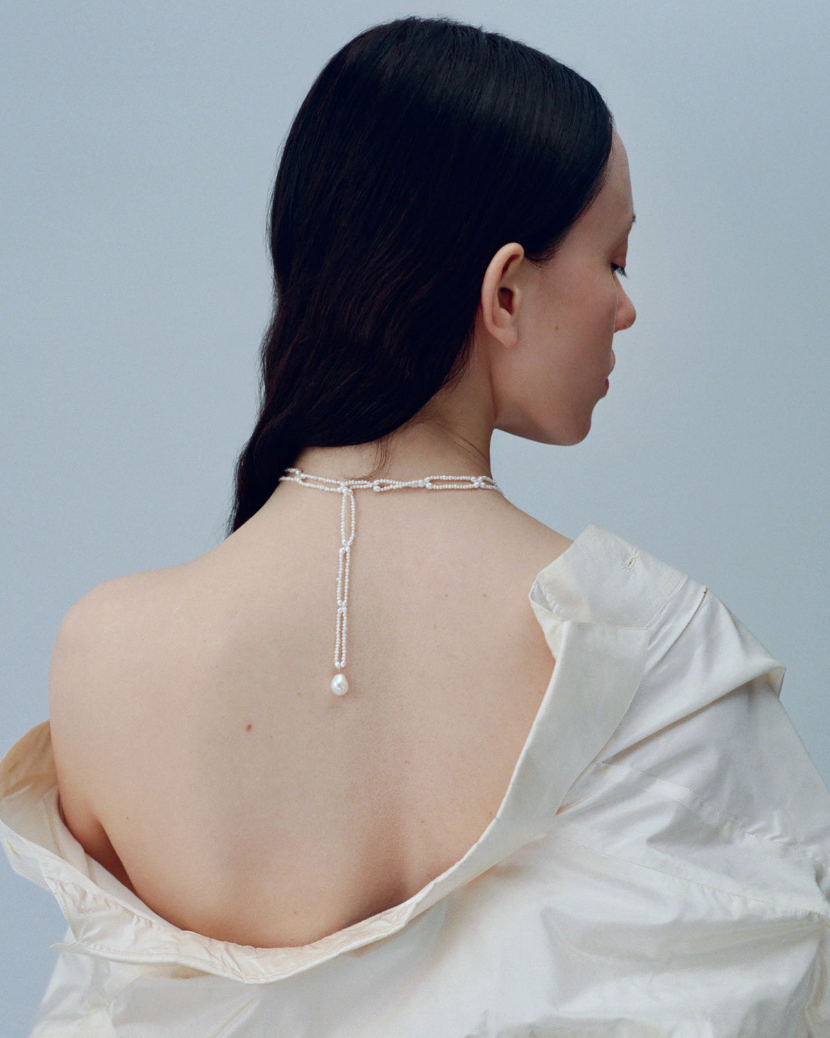 Pearl Petal Lariat Necklace