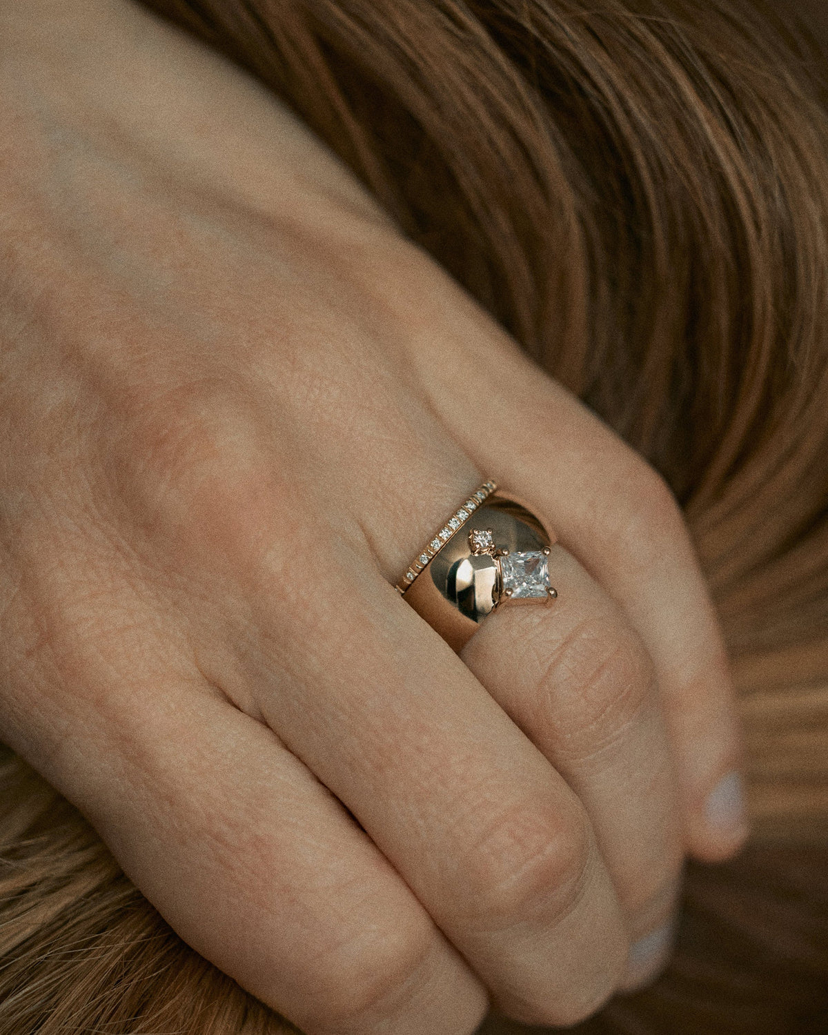[lifestyle]Princess Cut Diamond Bricolage Ring