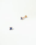 Princess Cut Sapphire Stud Flat Back Earring