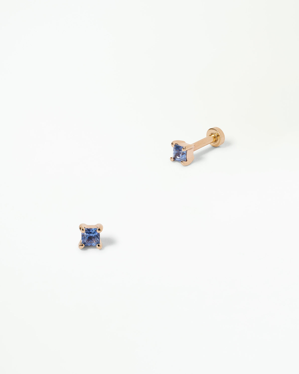 Princess Cut Sapphire Stud Flat Back Earring
