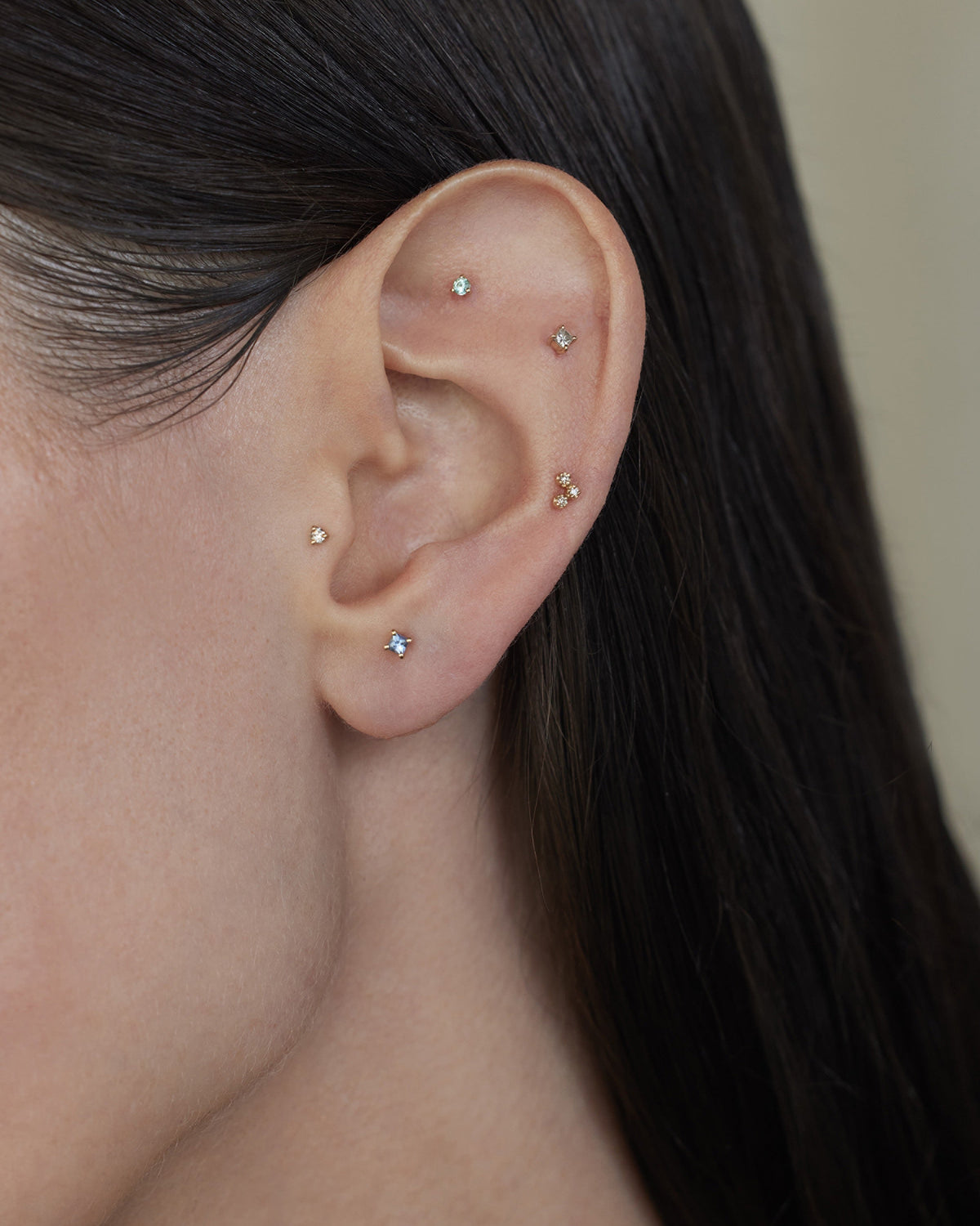 Princess Cut Sapphire Stud Flat Back Earring
