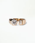 Round and Emerald Cut Diamond Dyad Signet Ring