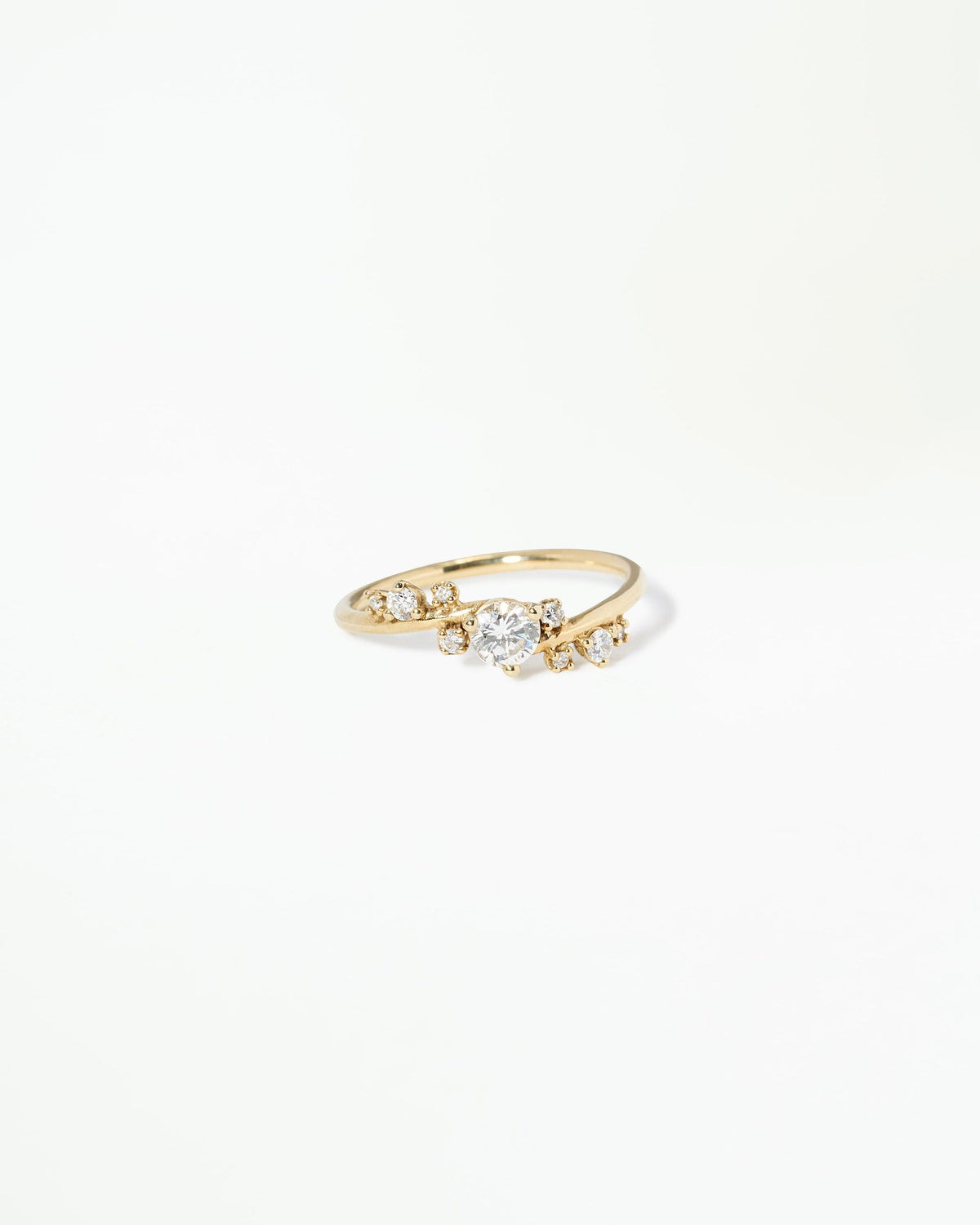 Round Cut Diamond Organic Crossover Ring