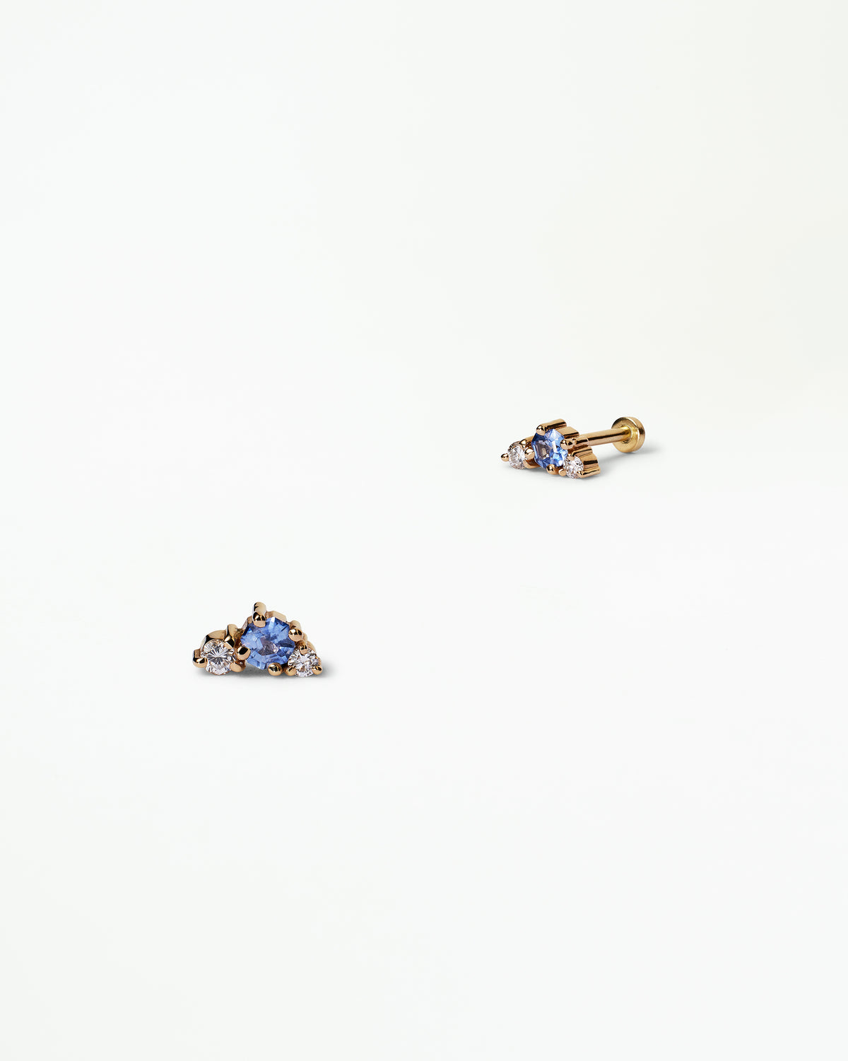Sapphire and Diamond Cluster Flat Back Earring