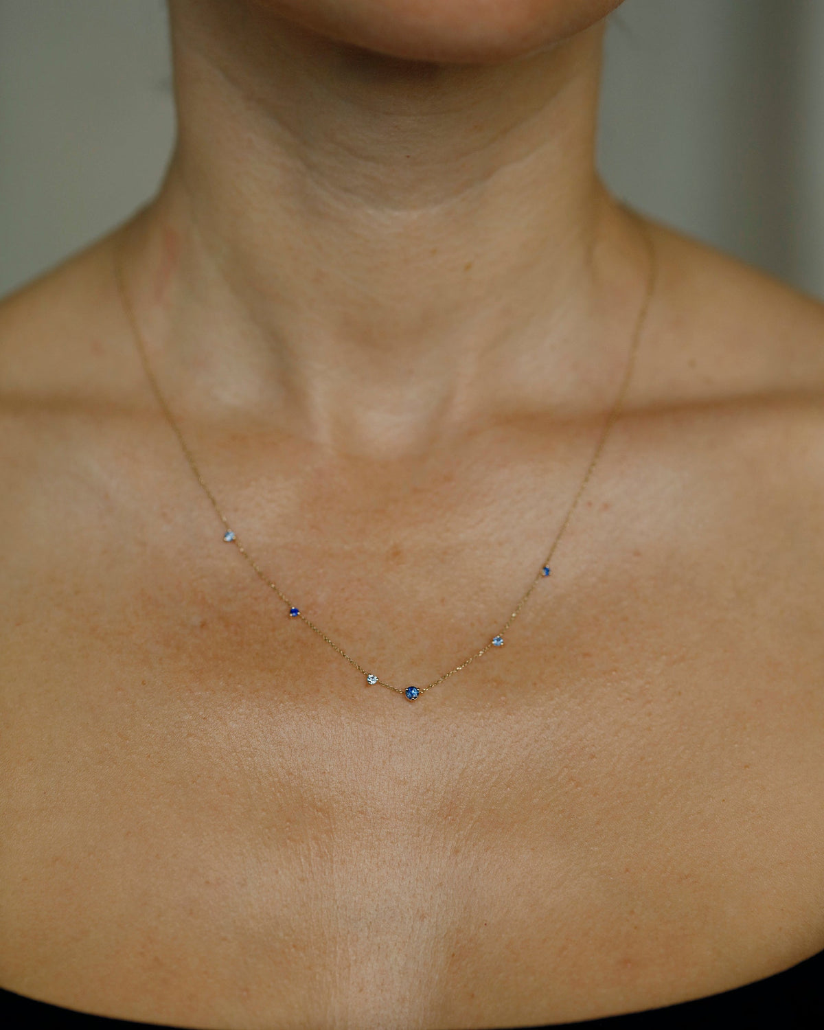 Sapphire Linear Chain Necklace