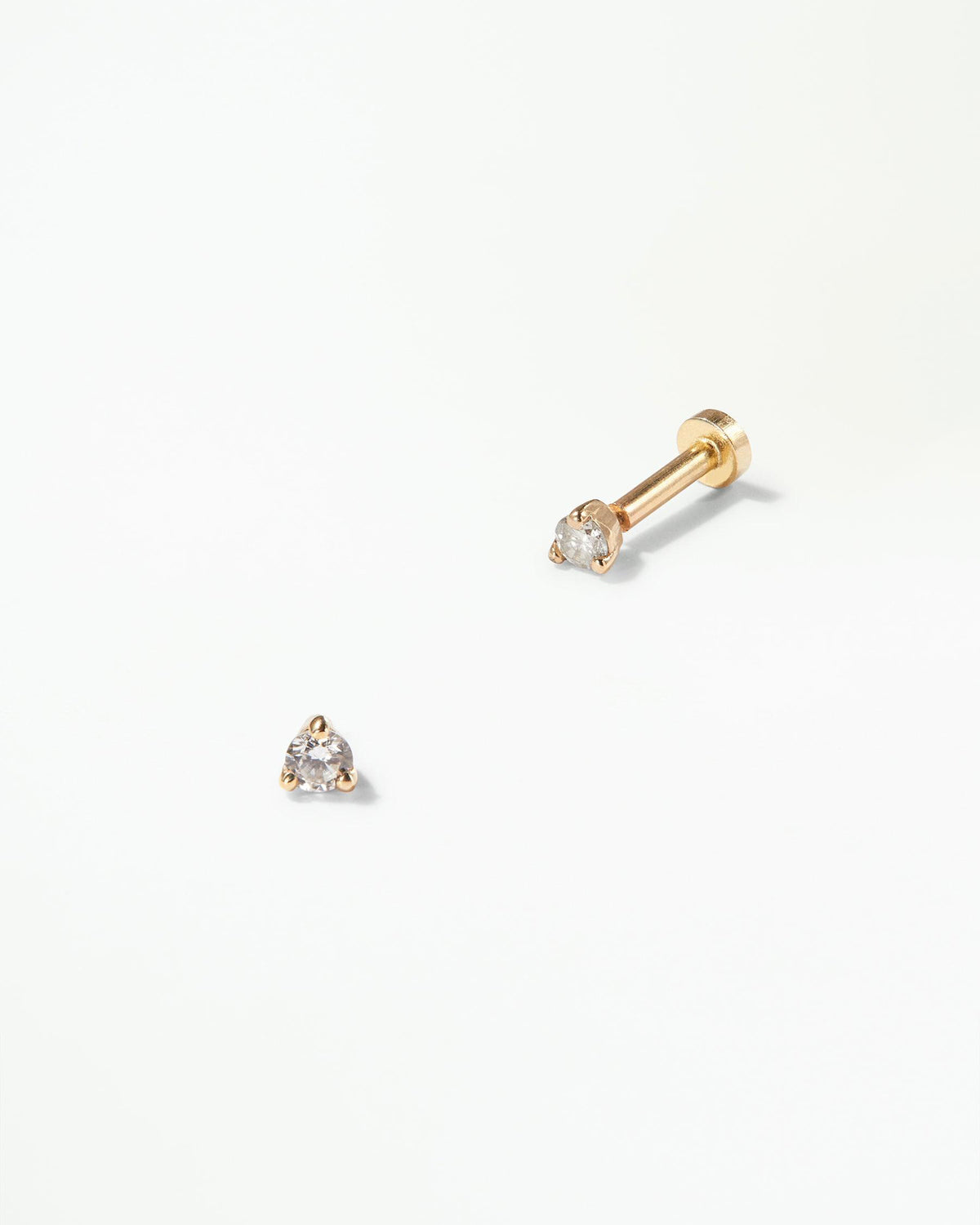 Small Brilliant Diamond Stud Flat Back Earring