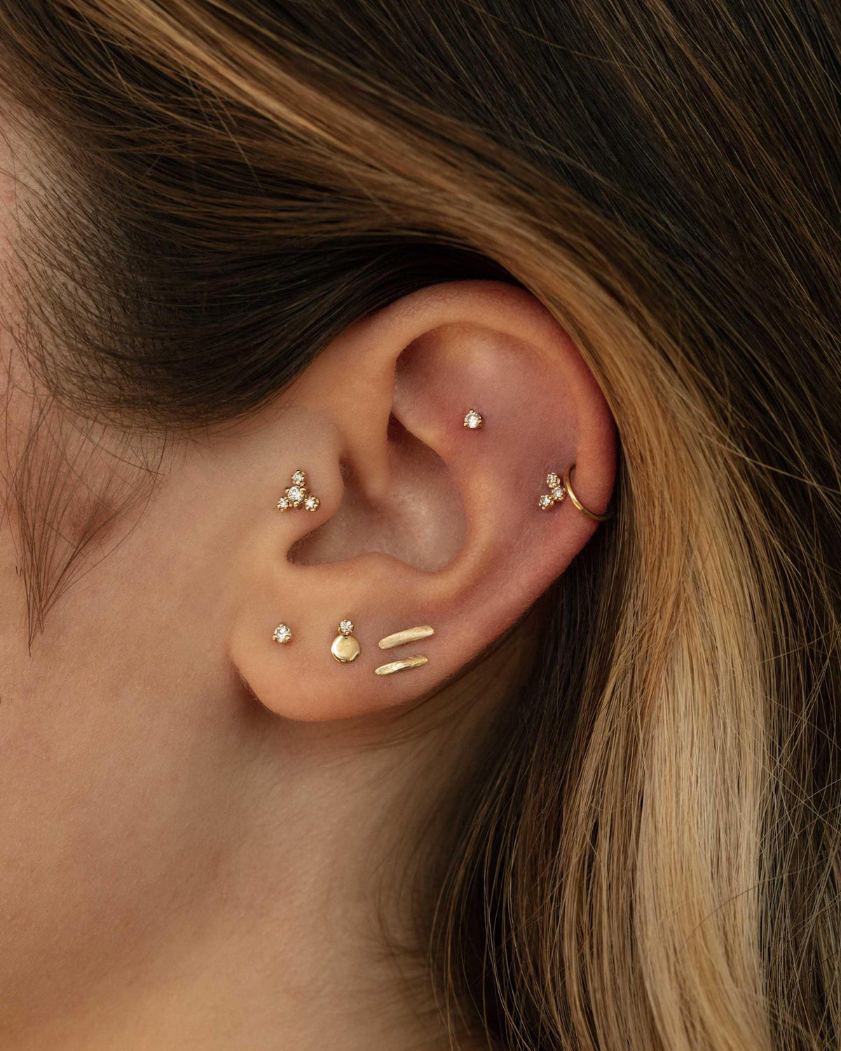 Small Brilliant Diamond Stud Flat Back Earring