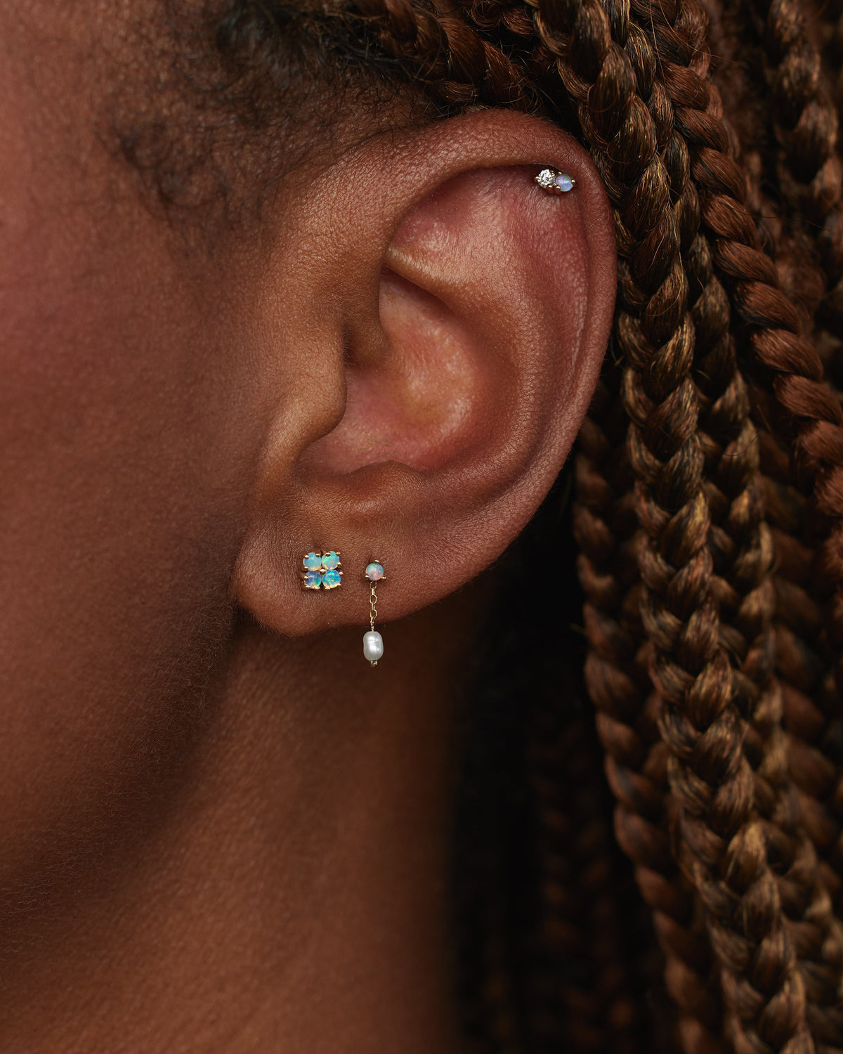 Small Opal Lattice Earring