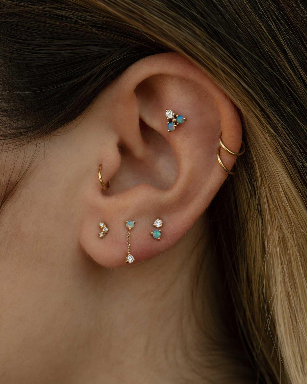 Small Opal Stud Flat Back Earring
