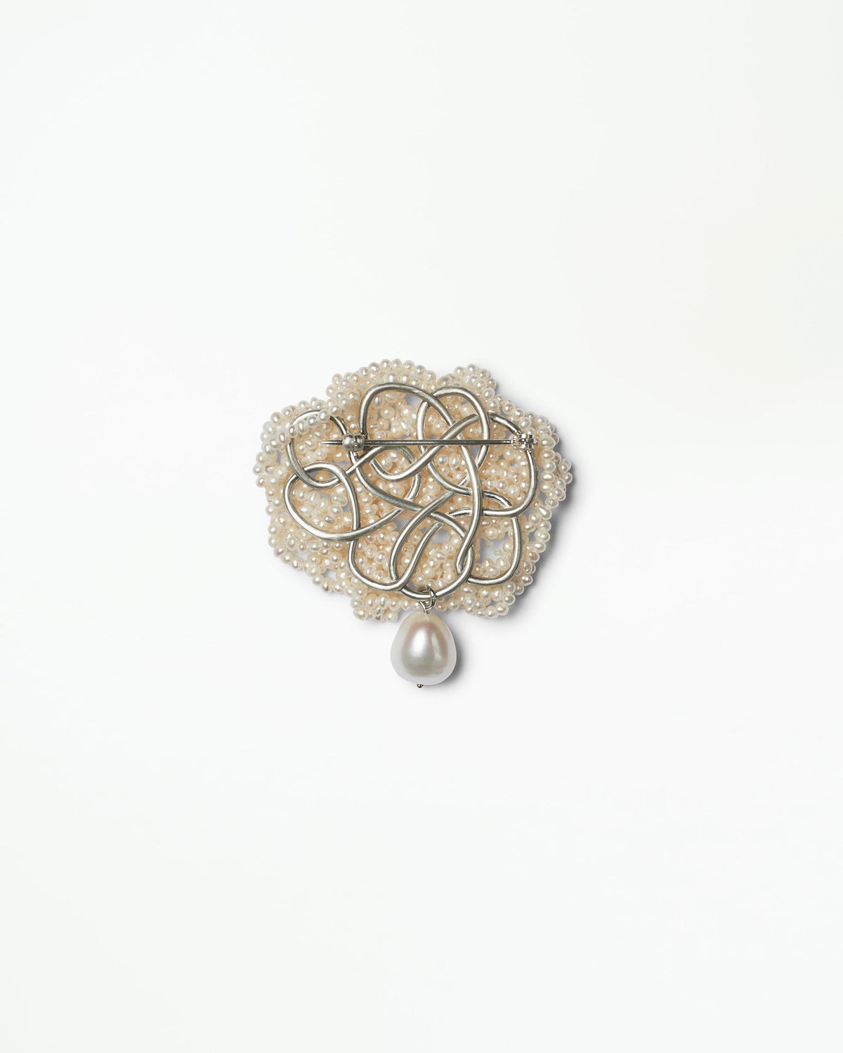 Small Pearl Crocheted Brooch