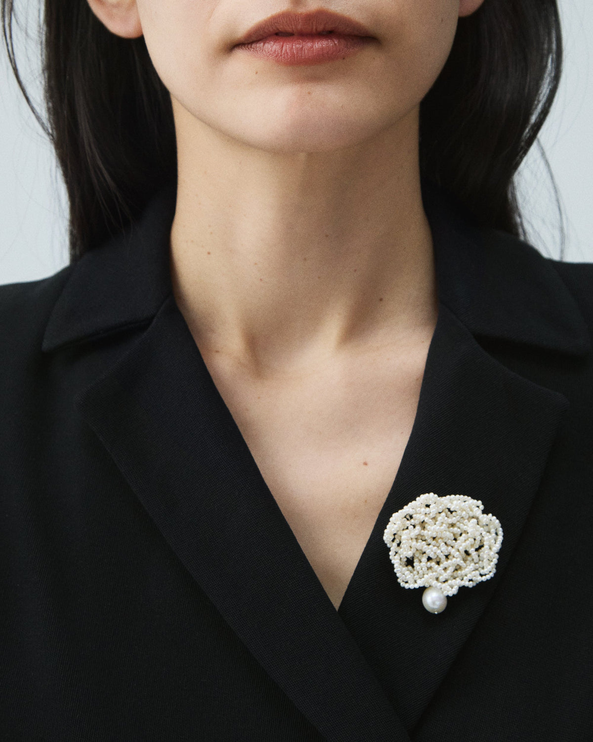 Small Pearl Crocheted Brooch[lifestyle]