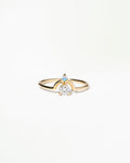 Small Round Cut Diamond and Opal Nestled Ring