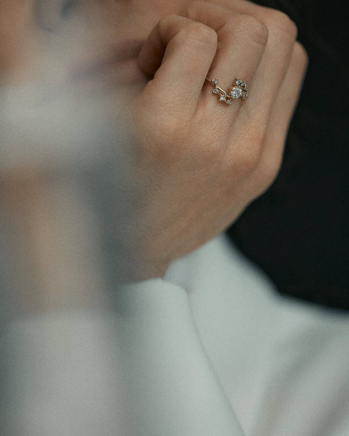 Small Round Cut Diamond Celestial Ring