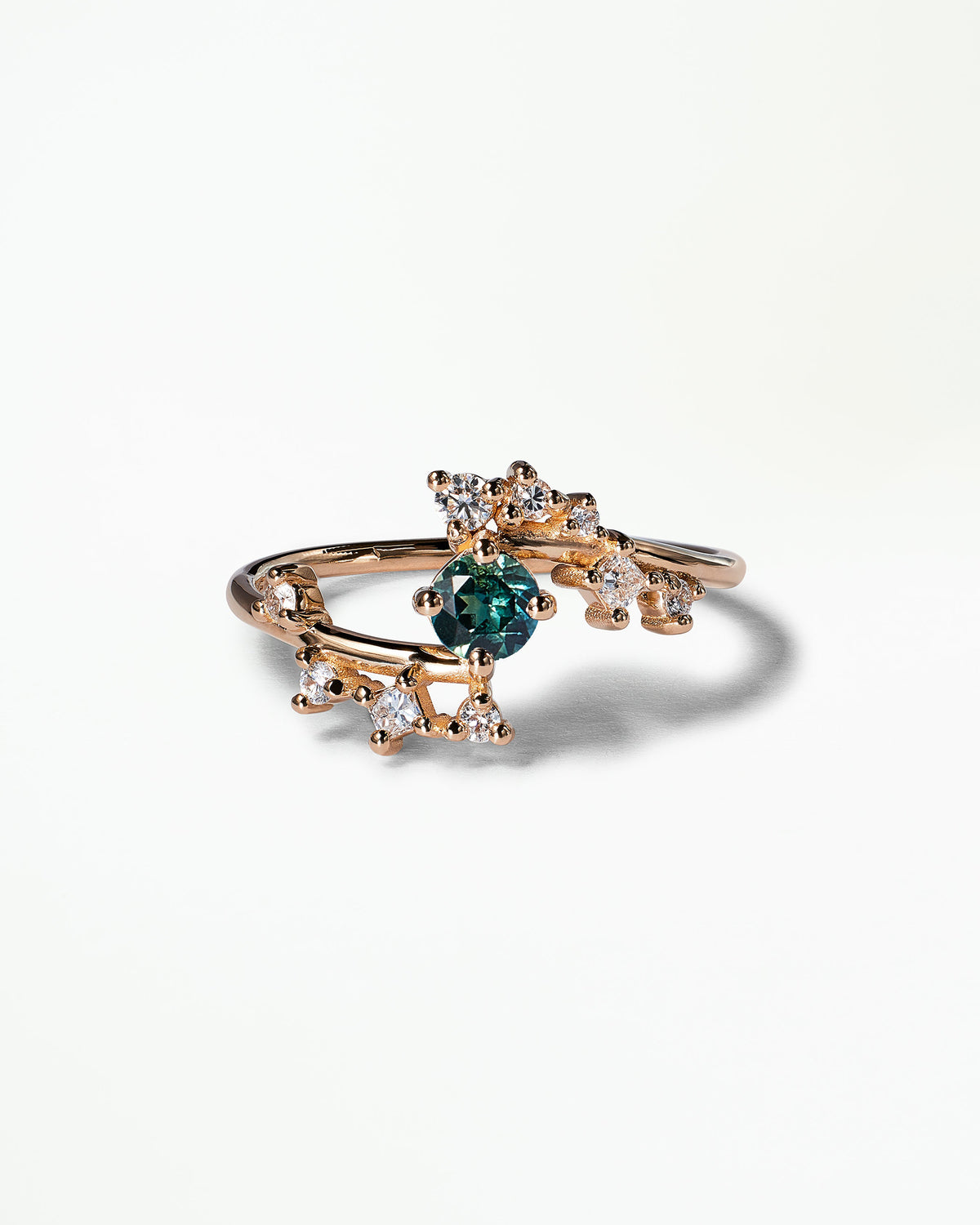 Small Round Cut Gemstone Celestial Ring