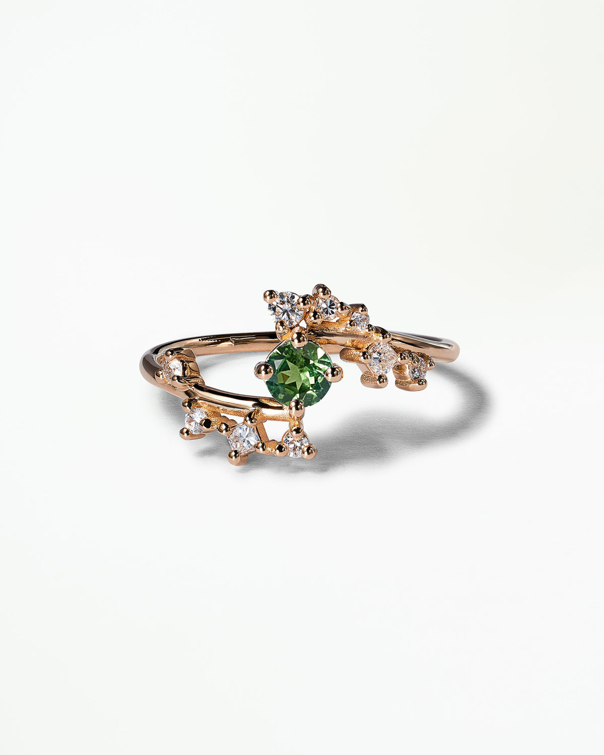 Small Round Cut Gemstone Celestial Ring