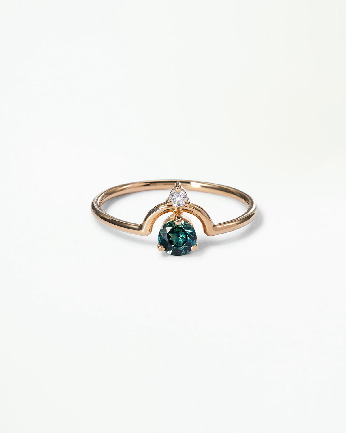 Small Round Cut Gemstone Nestled Ring