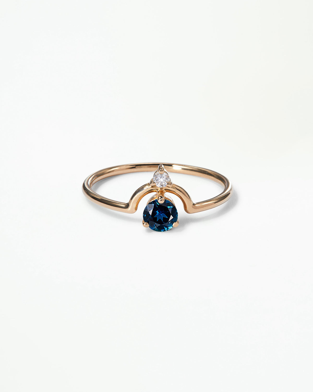 Small Round Cut Gemstone Nestled Ring