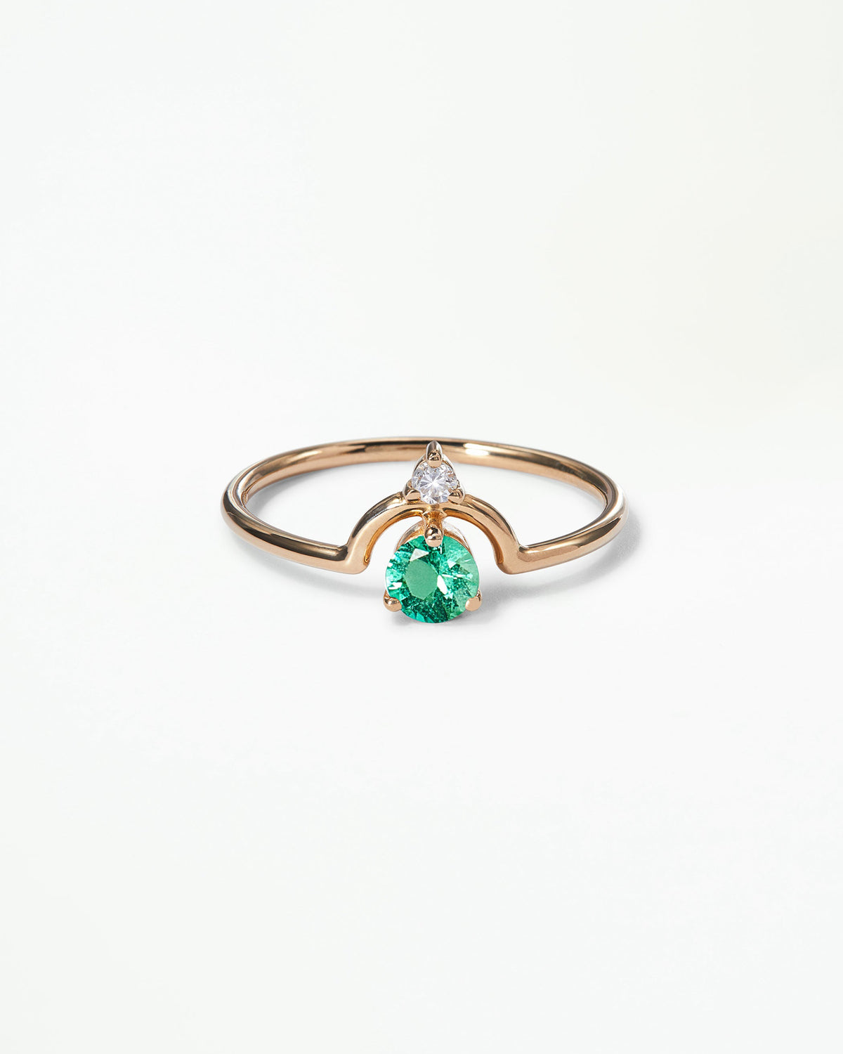 Small Round Cut Gemstone Nestled Ring