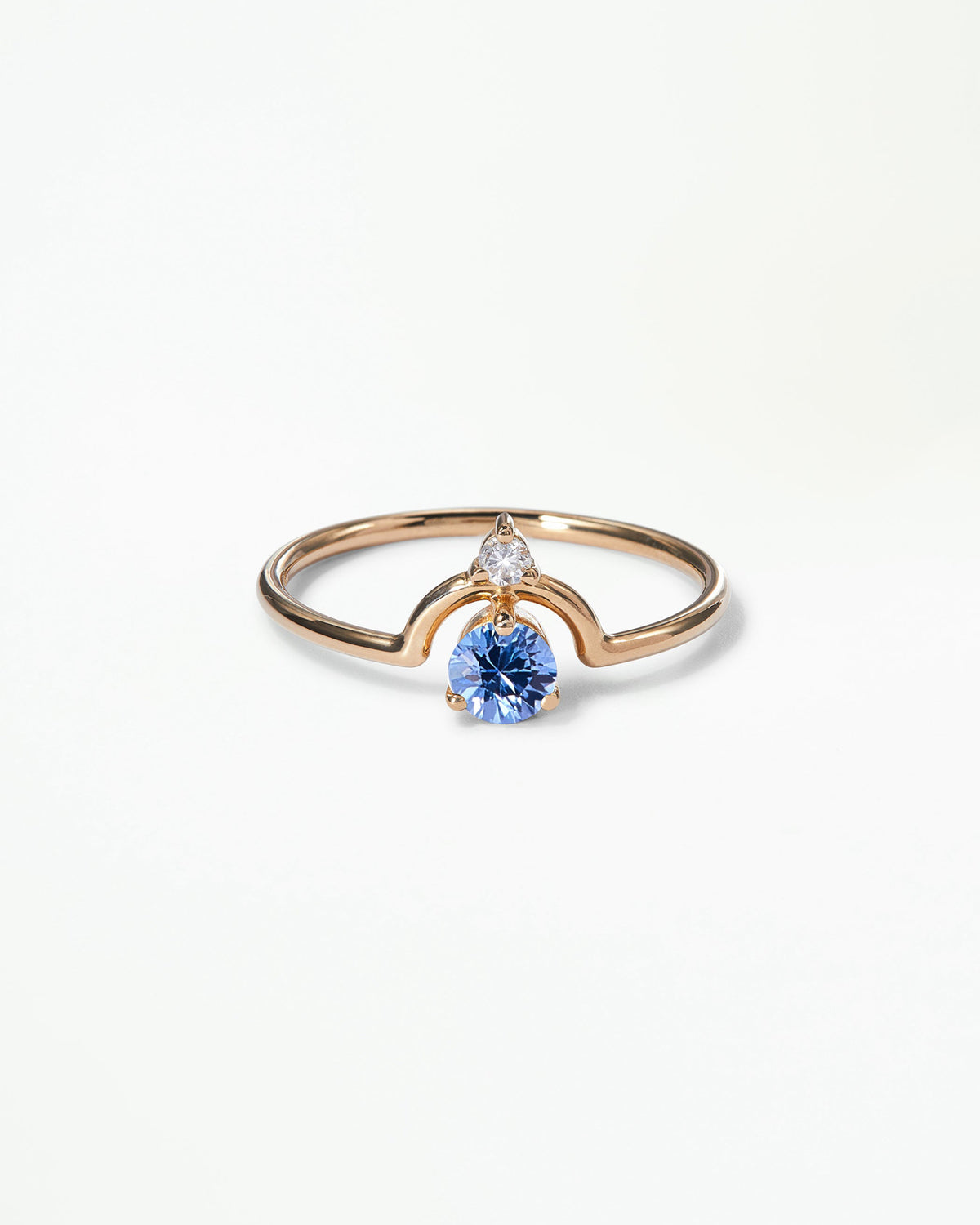 Small Round Cut Gemstone Nestled Ring