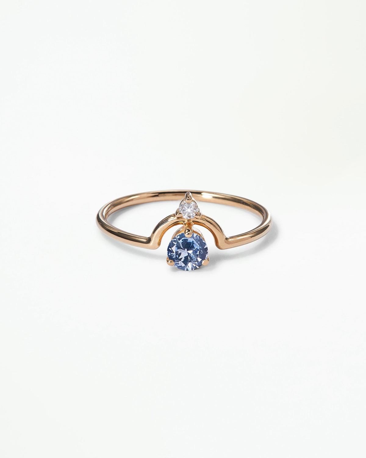 Small Round Cut Gemstone Nestled Ring