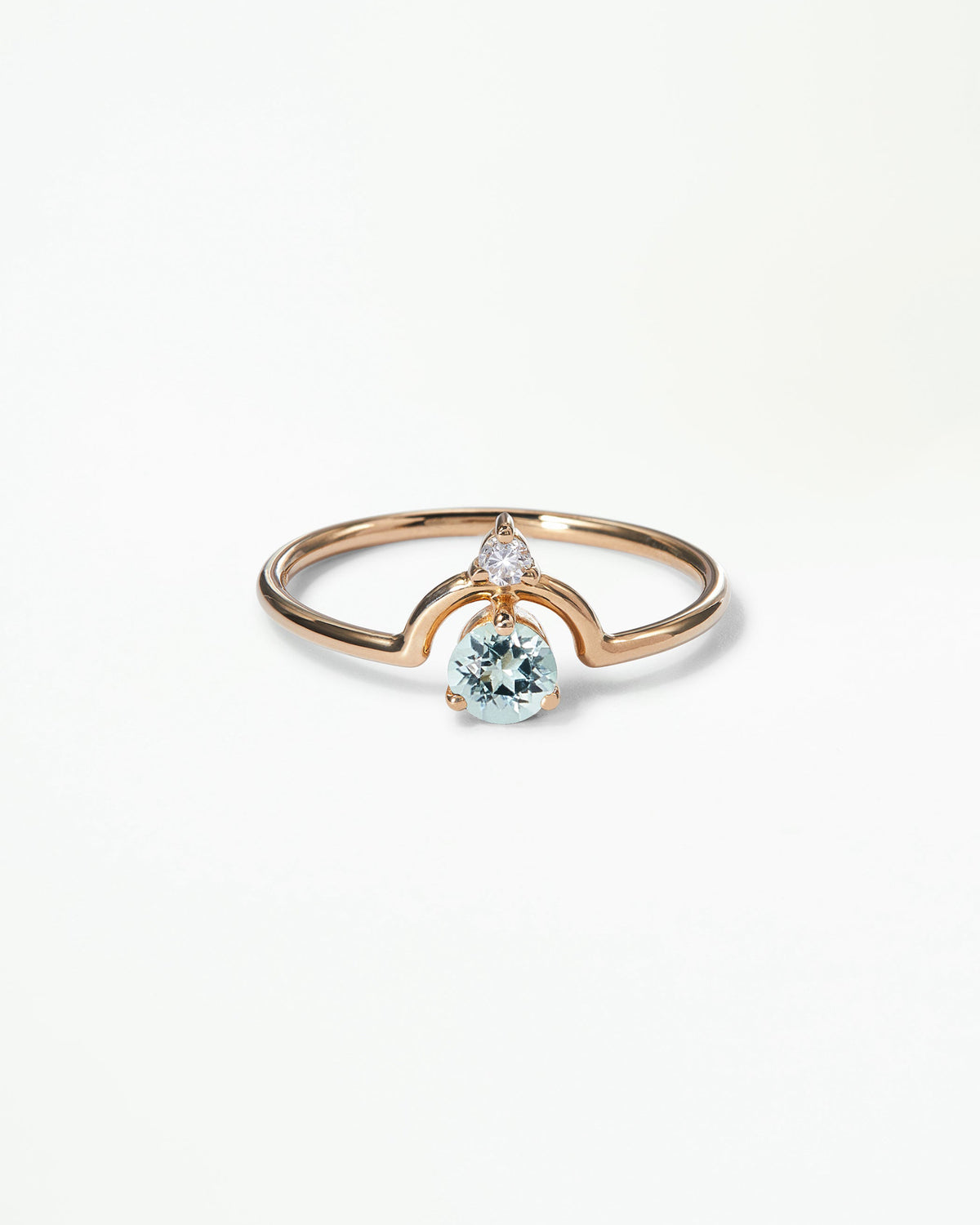Small Round Cut Gemstone Nestled Ring