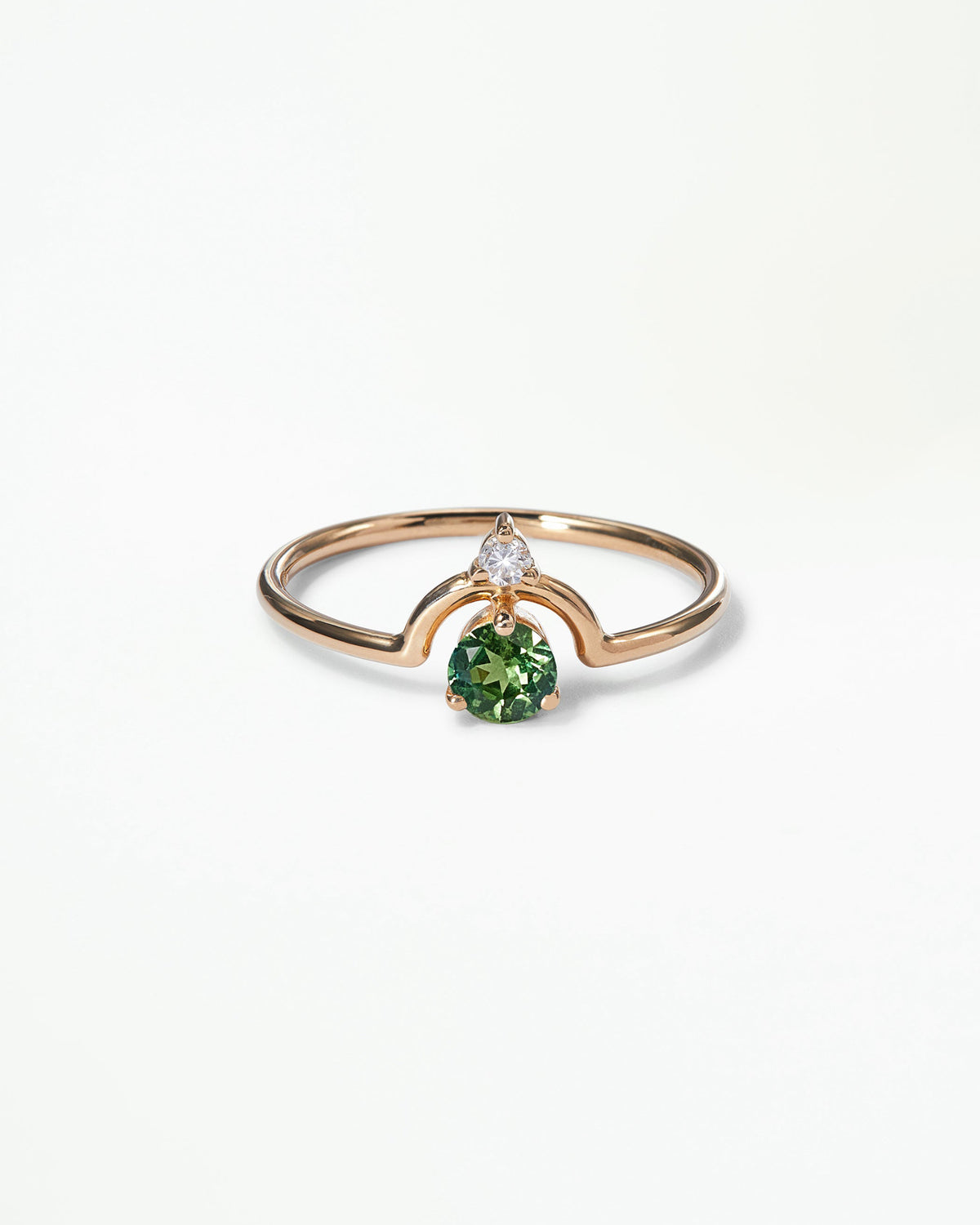 Small Round Cut Gemstone Nestled Ring
