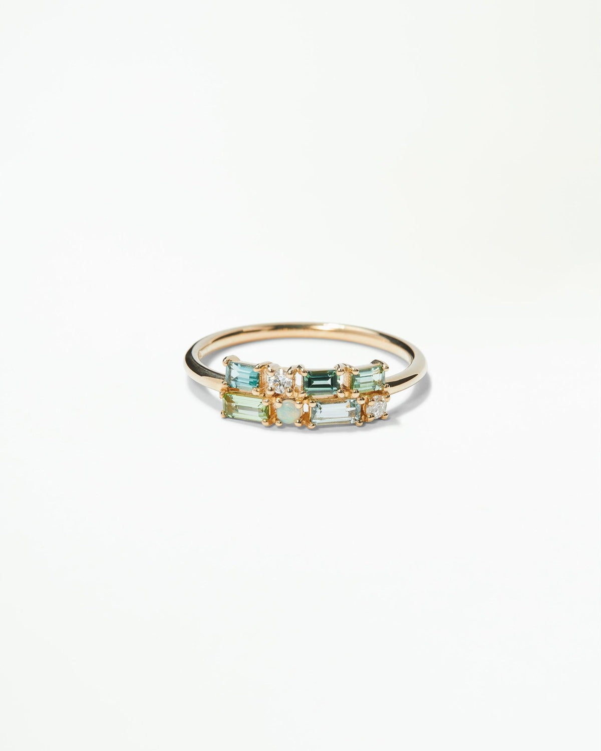 Tourmaline and Diamond Brickwork Ring