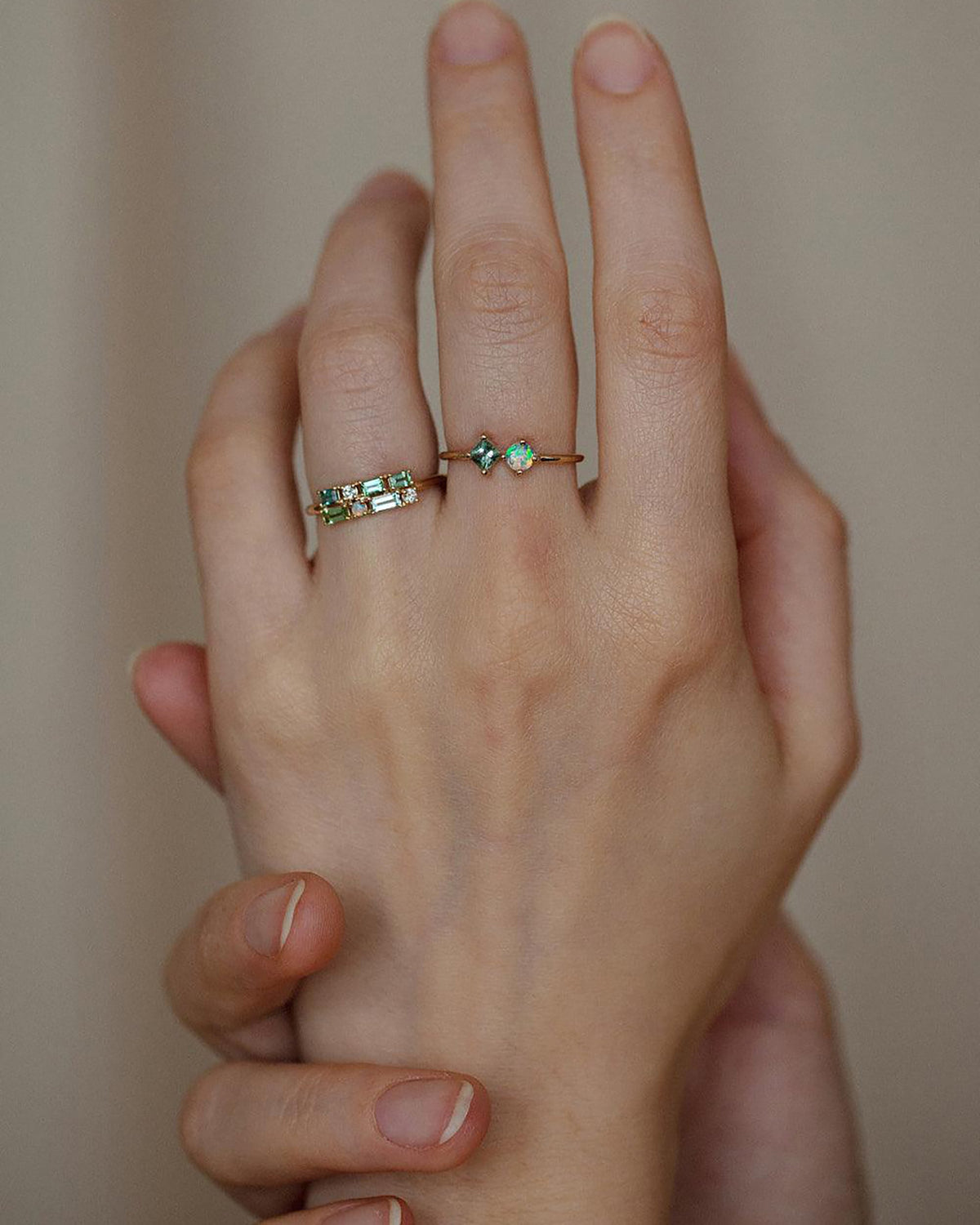 Tourmaline and Diamond Brickwork Ring