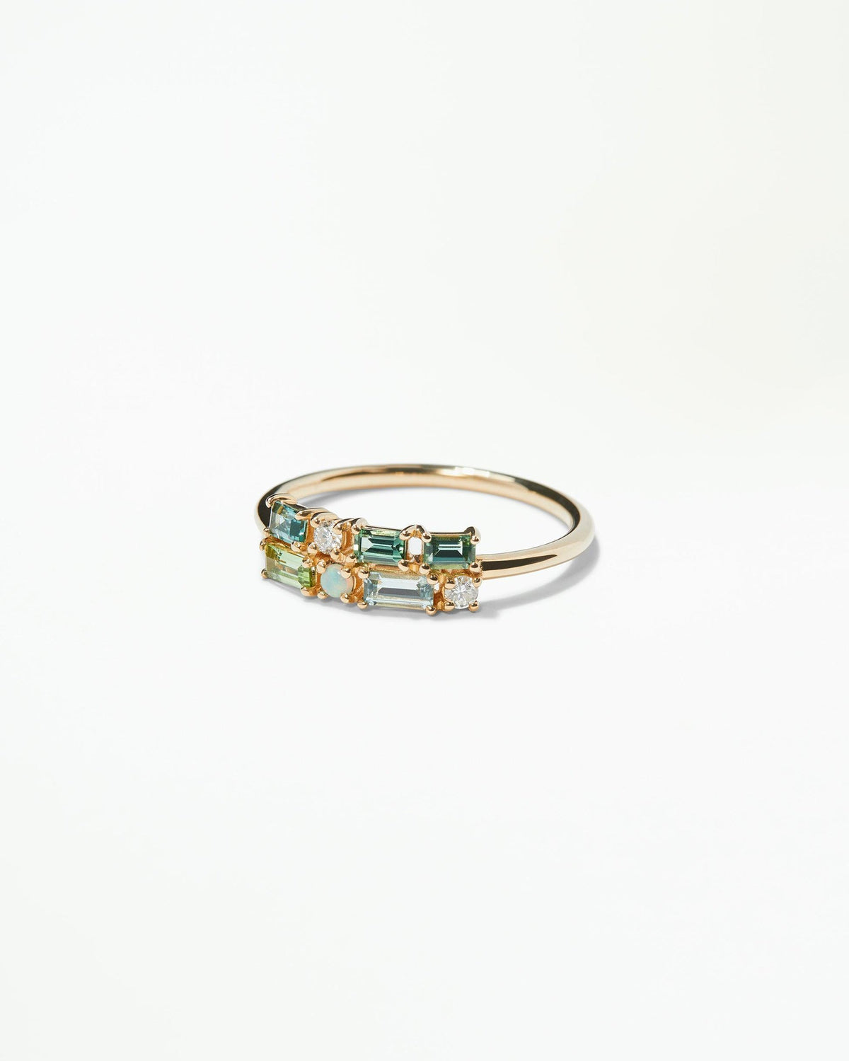 Tourmaline and Diamond Brickwork Ring