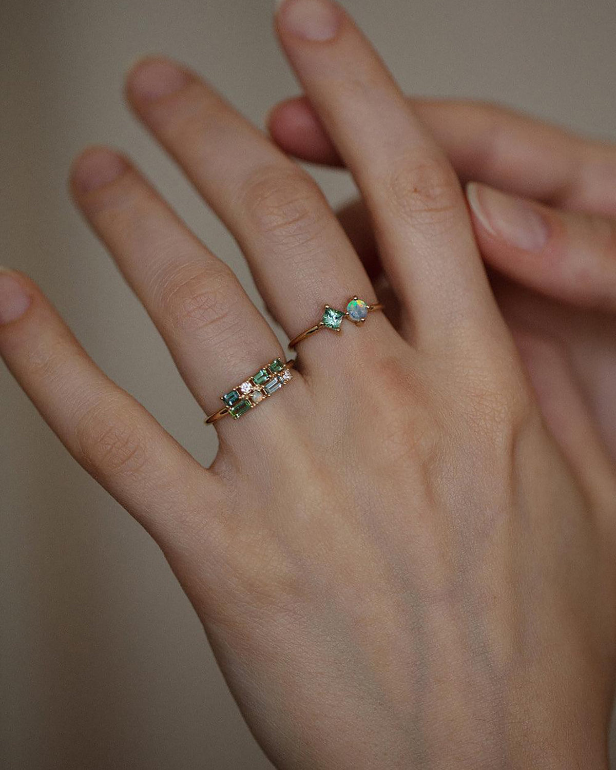 Tourmaline and Diamond Brickwork Ring