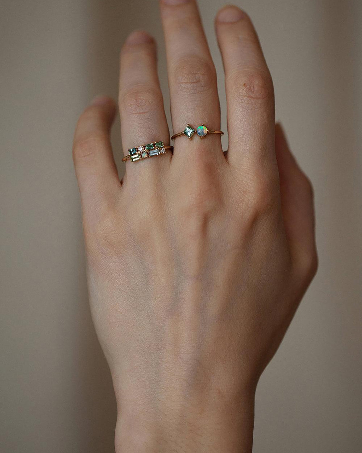 Tourmaline and Diamond Brickwork Ring