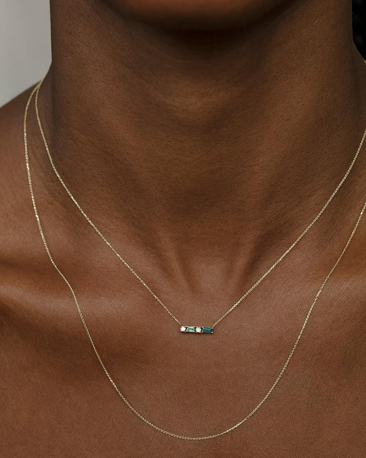 Tourmaline and Diamond Pillar Necklace
