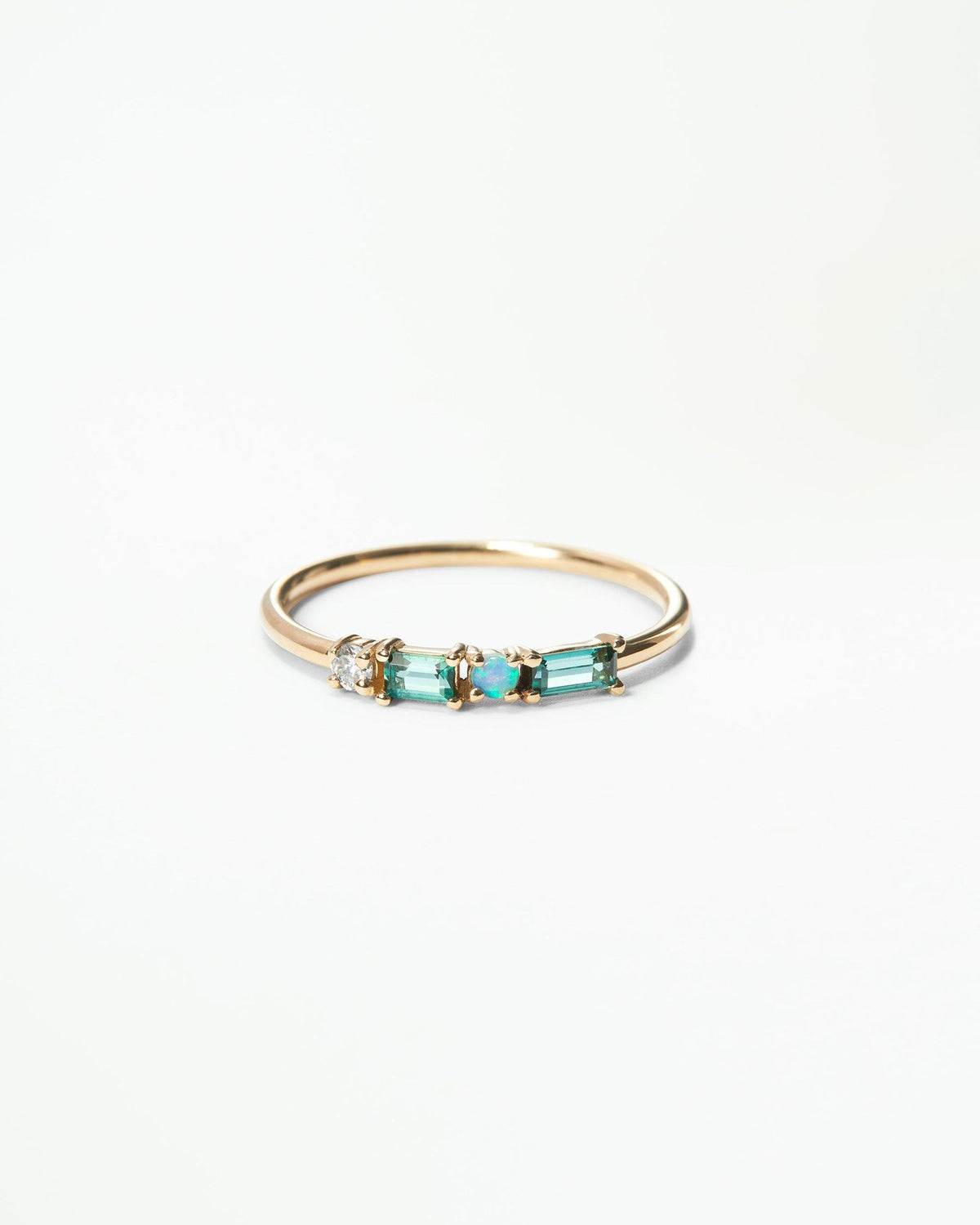 Tourmaline and Diamond Pillar Ring