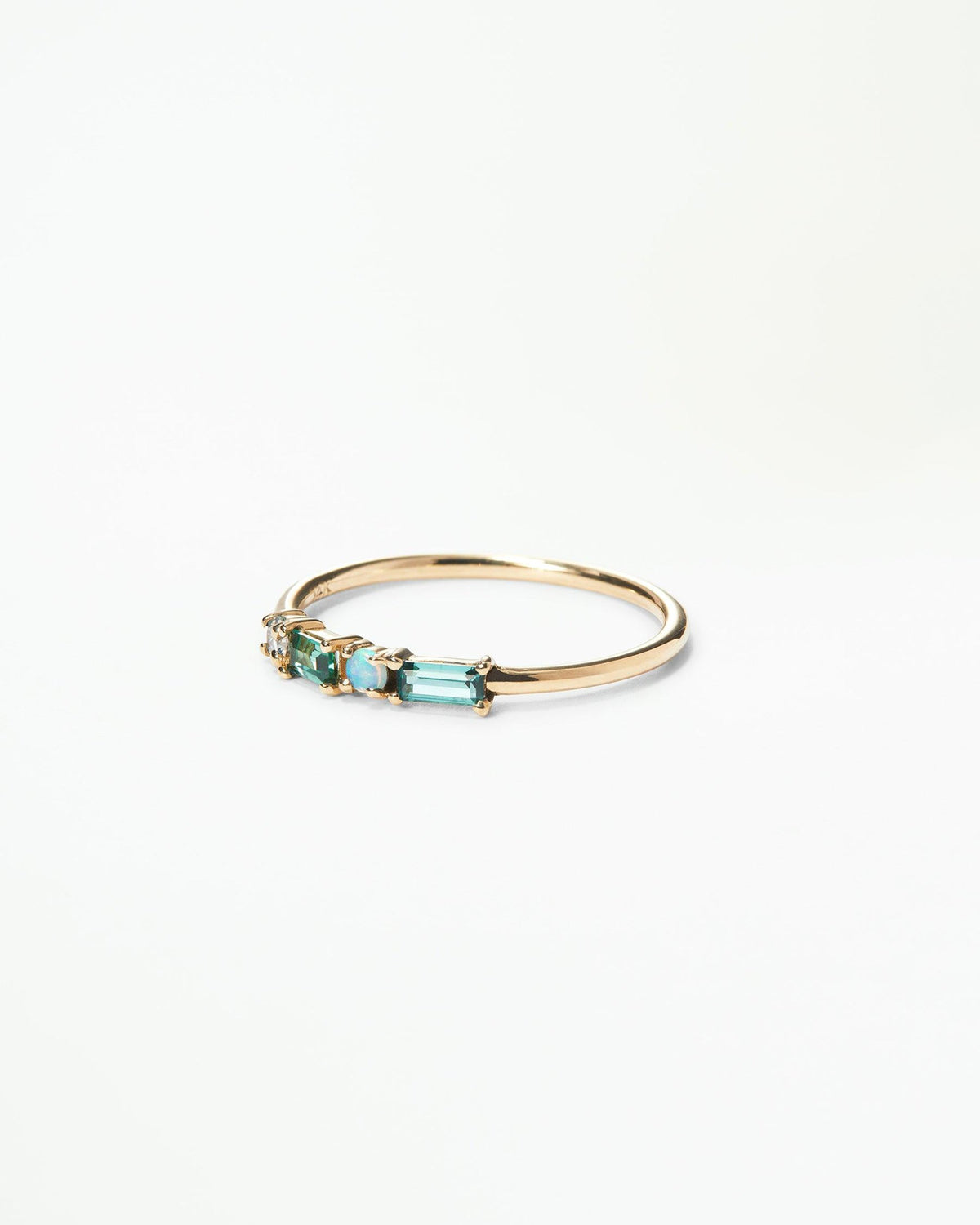 Tourmaline and Diamond Pillar Ring