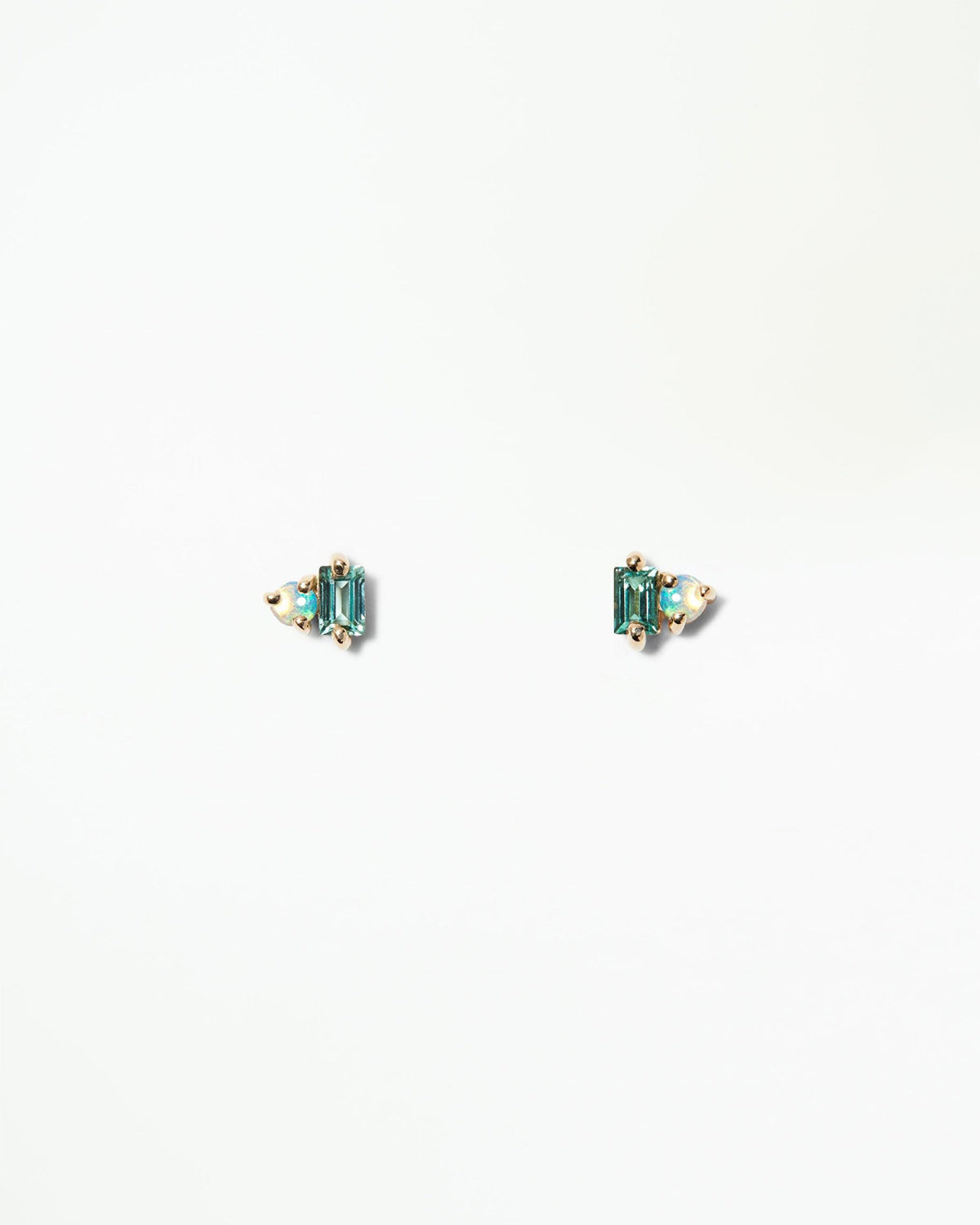Tourmaline and Opal Column Stud Earring
