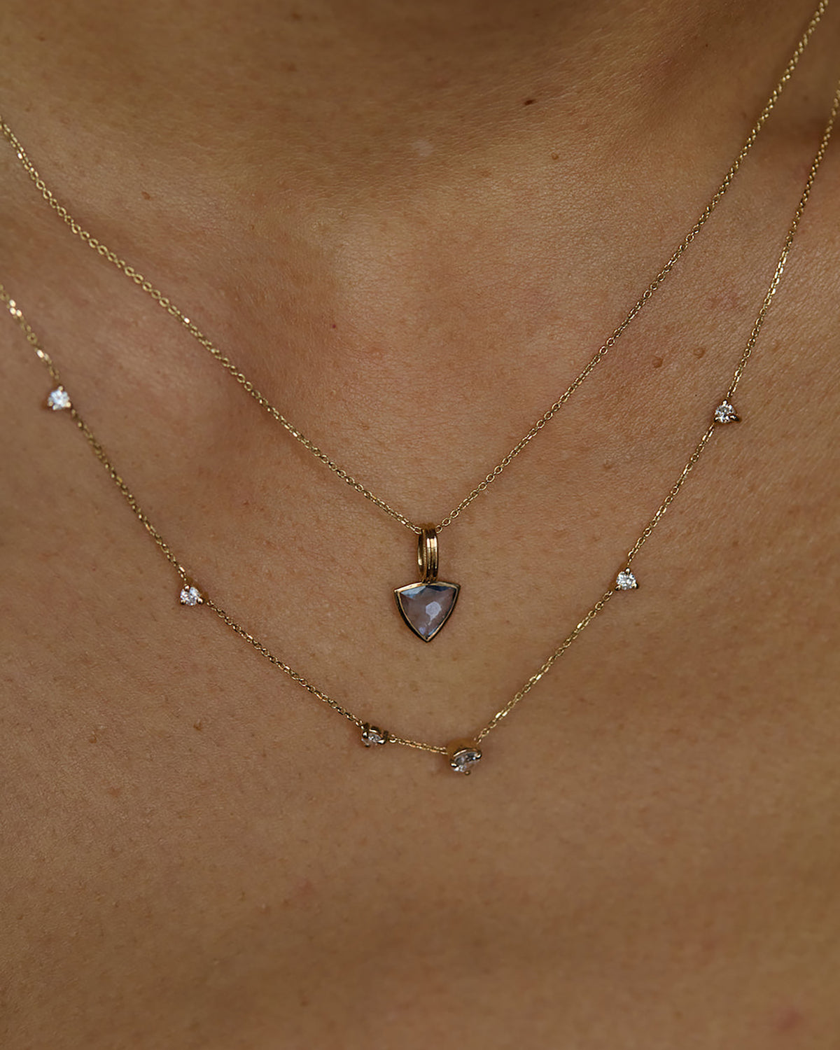 Trillion Cut Sapphire Rain Pendant No. 7