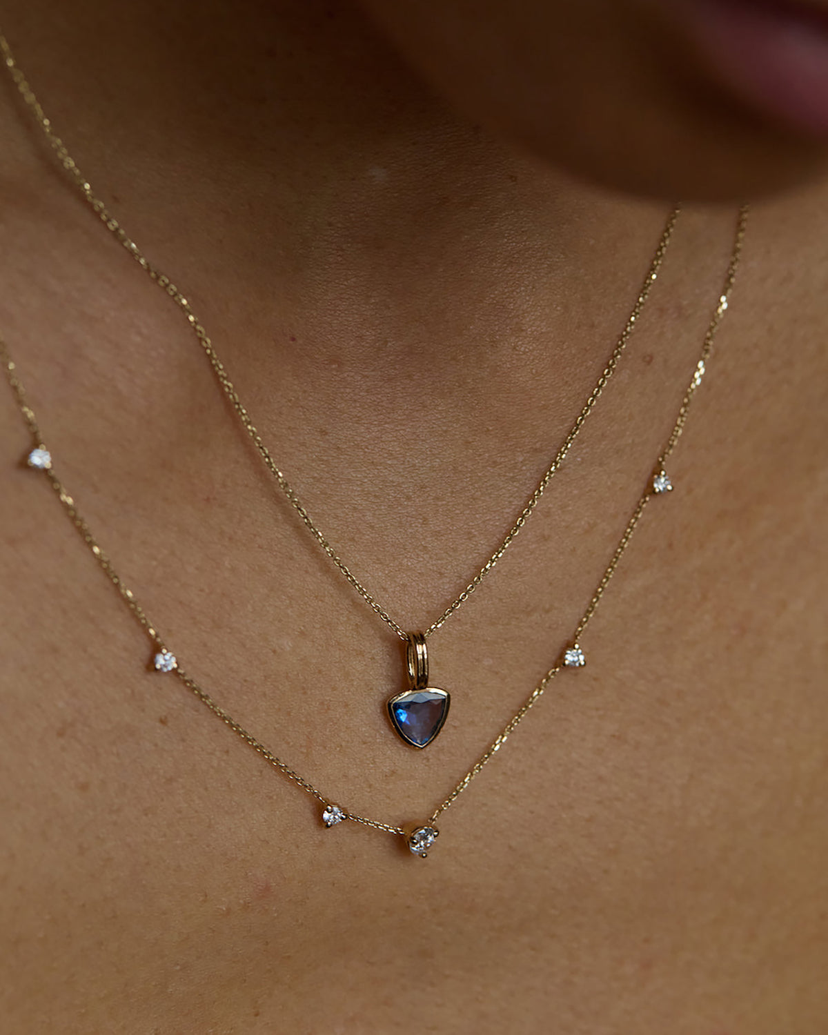Trillion Cut Sapphire Rain Pendant No. 8