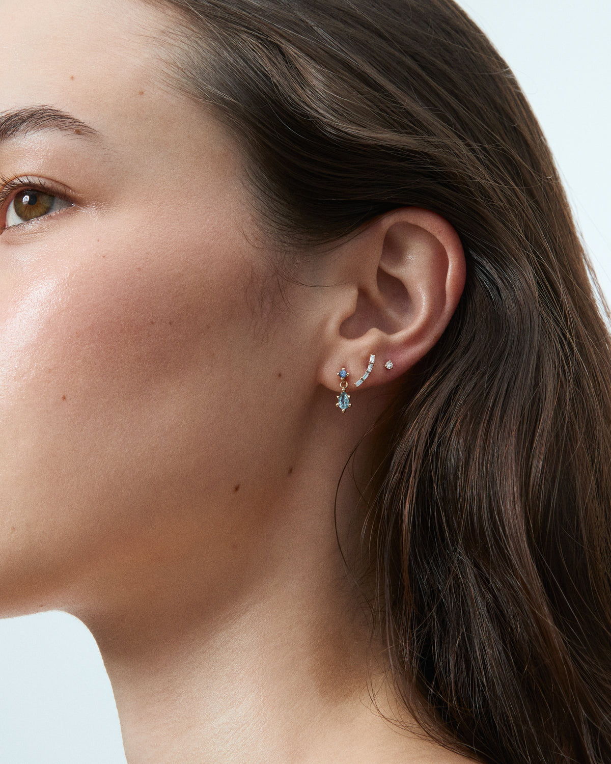 Sapphire and Aquamarine Drop Earring