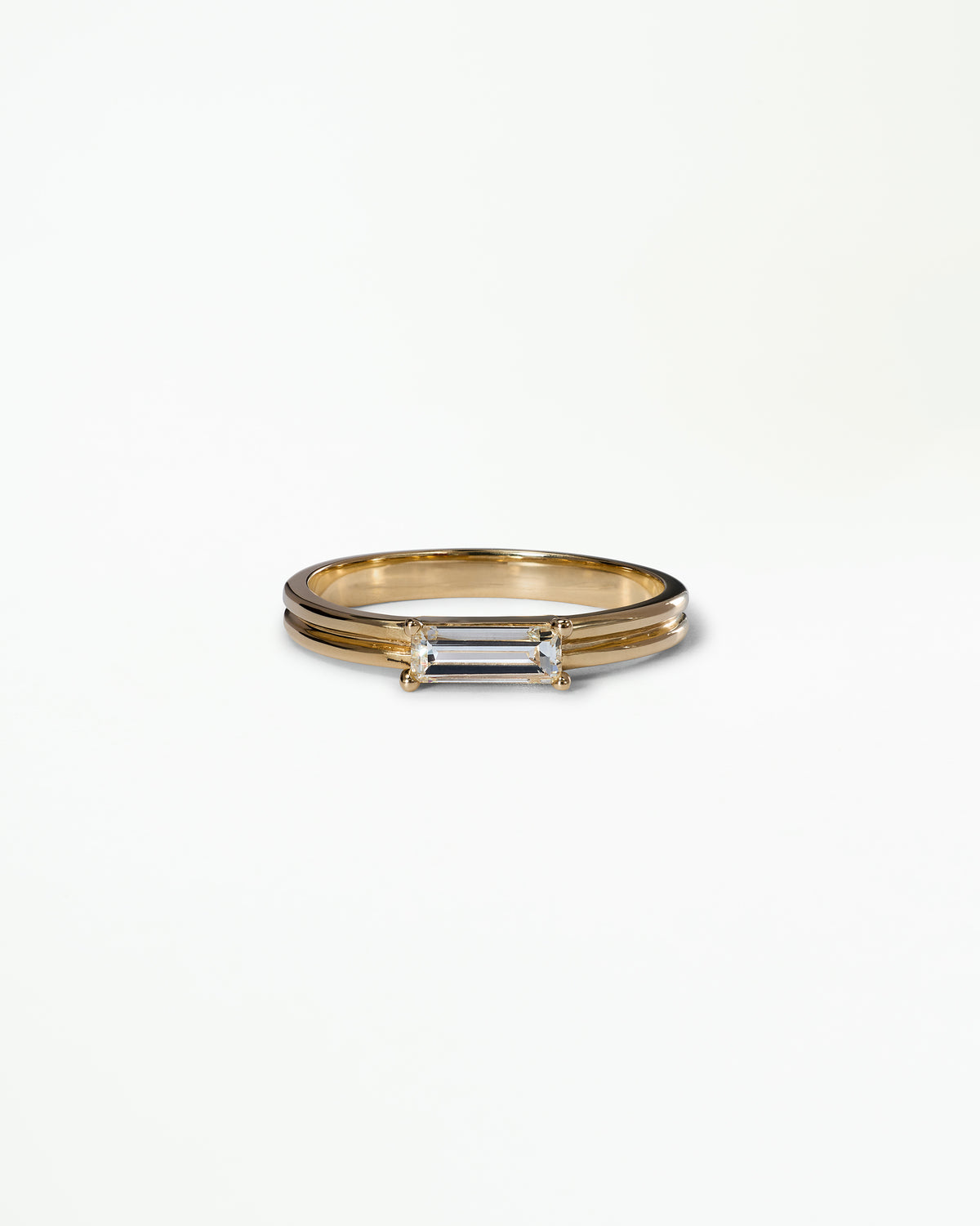 Baguette Cut Diamond Ridge Solitaire Ring No. 13