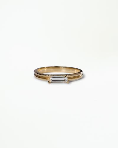 Baguette Cut Diamond Ridge Solitaire Ring No. 13