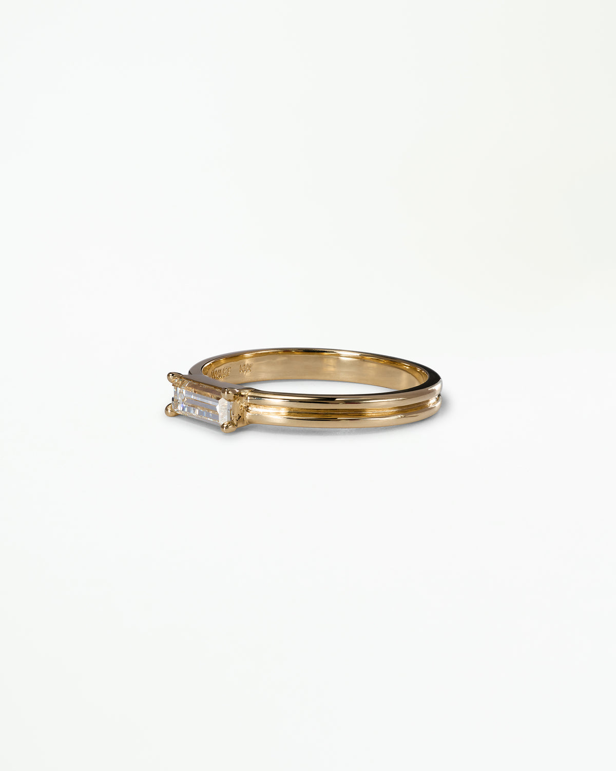 Baguette Cut Diamond Ridge Solitaire Ring No. 13