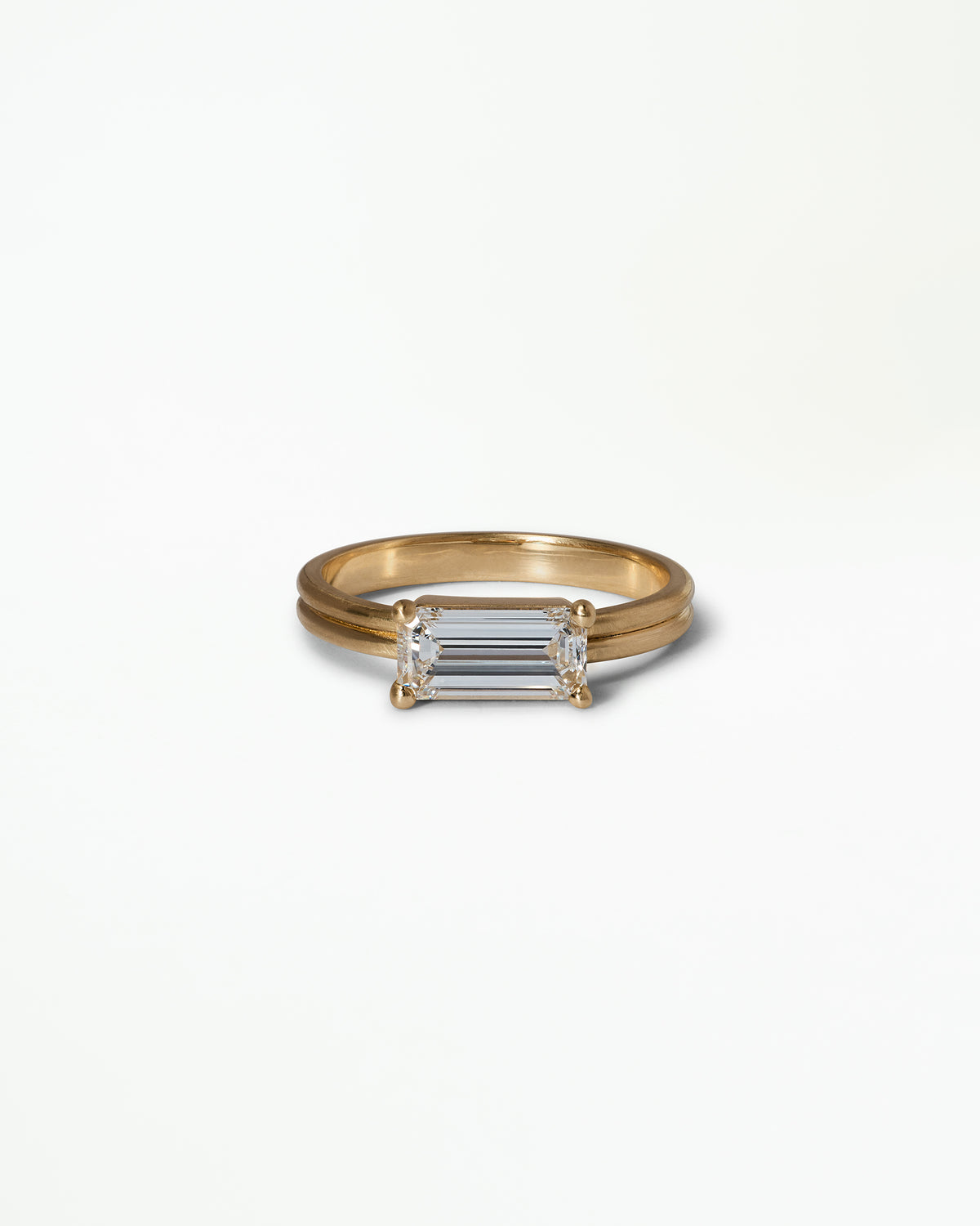 Emerald Cut Diamond Ridge Solitaire Ring No. 12
