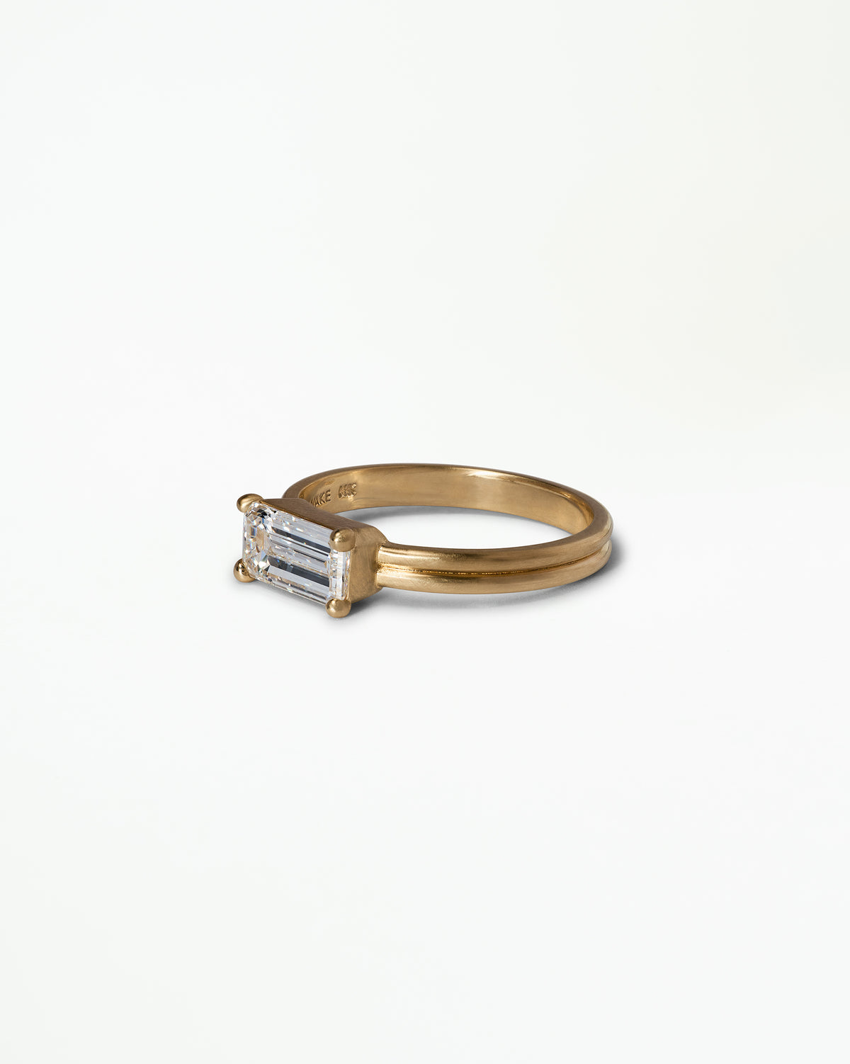 Emerald Cut Diamond Ridge Solitaire Ring No. 12