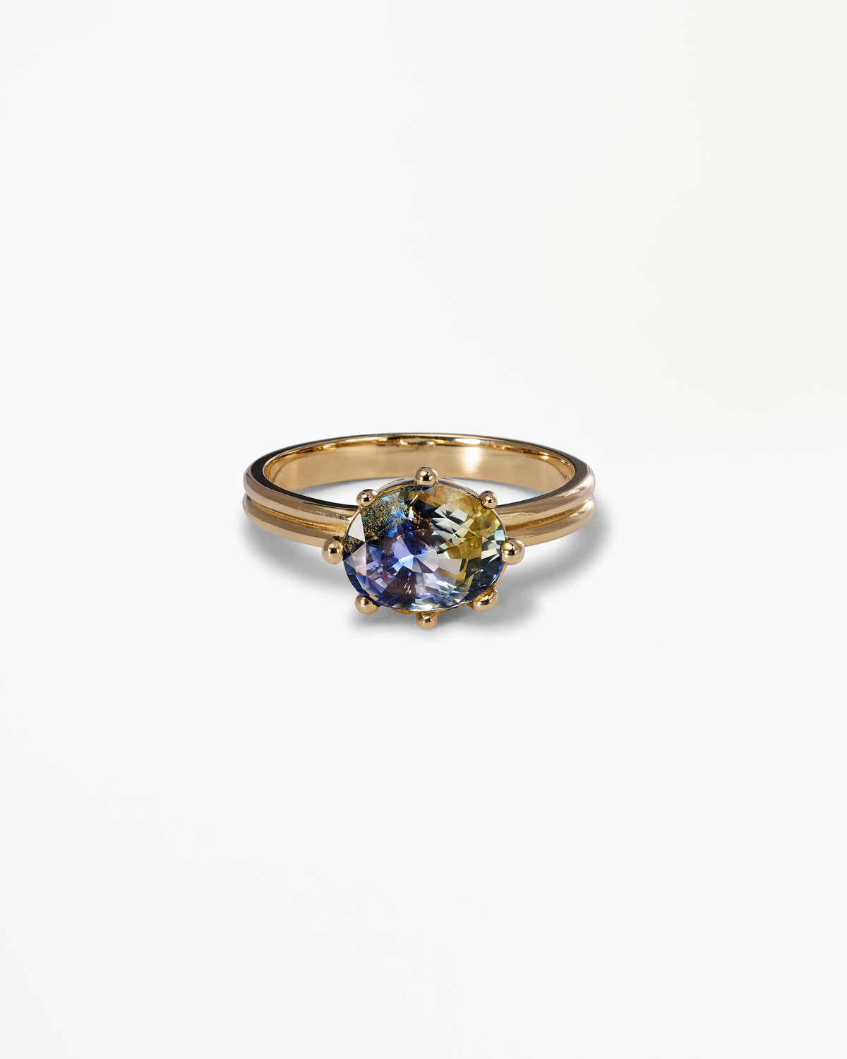 Oval Cut Sapphire Beaded Solitaire Ring No. 14