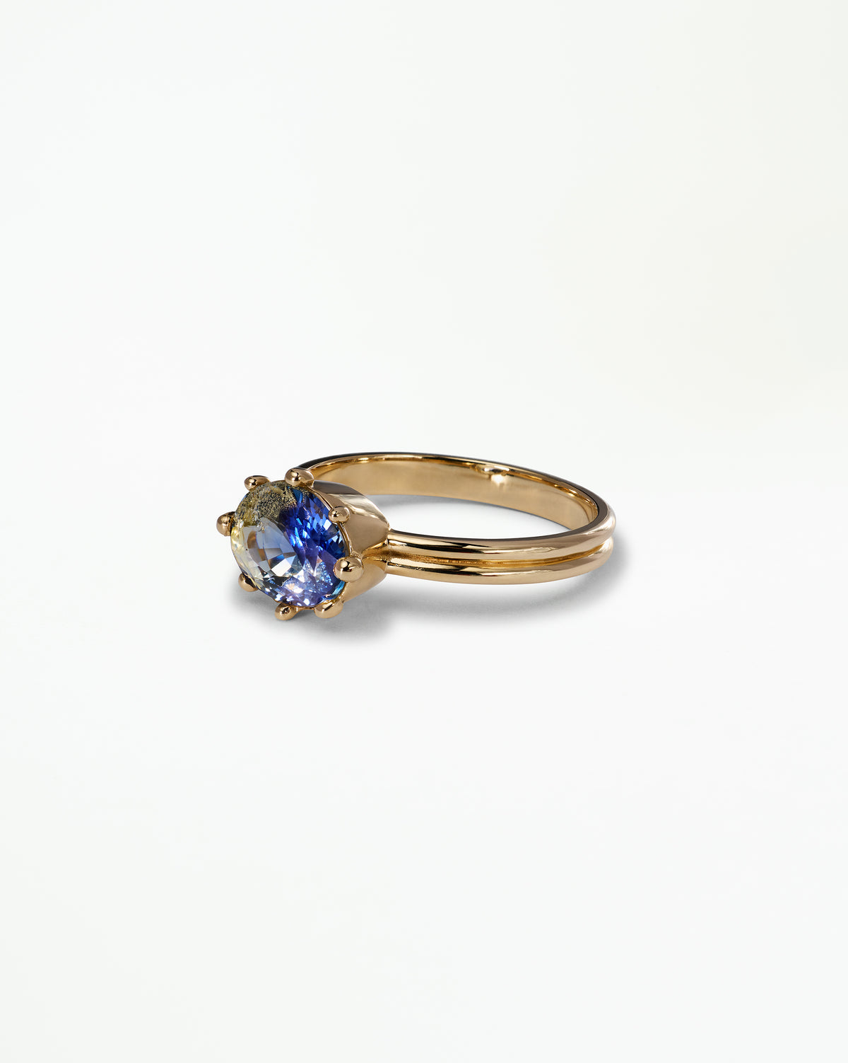 Oval Cut Sapphire Beaded Solitaire Ring No. 14